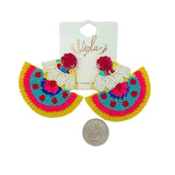 China Poblana Cinco De Mayo Themed Dress Beaded Earrings (2.5x2.5in)