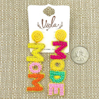 "Mom Mode" Beaded Earrings (0.8x3.5in)