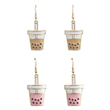 Boba Tea Earrings - Strawberry or Chocolate (0.8x2in)