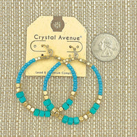Cube Seed Bead Hoop Earrings in 5 Colors - Beaded, Crystal Avenue (2x3in)
