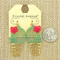 Rubber Coated Cactus Dangle Earrings (1x2.25in)