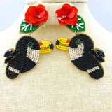 Toucan Bird Beaded Earrings (1.75x3in)