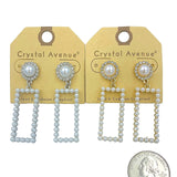 Round Top Rectangle Drop Pearl Earrings in Silver or Gold (0.59x2.02in)