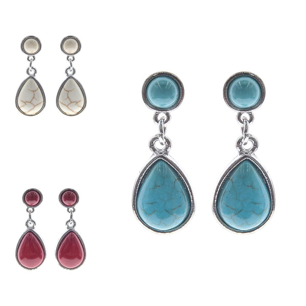 Round Top Tear Drop Earrings - 3 Colors Available (0.48x1.22in)