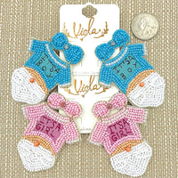 Beaded Pink or Blue Baby Suit "IT'S A BOY" or "IT'S A GIRL" Earrings