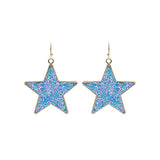 Glitter Sequin Star Dangle Earrings - 4 Colors (1.38x1.76in)