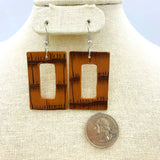 Rectangle Shape Leather Earrings - 3 Colors Available (1.12X2.3in)