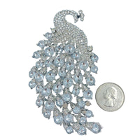 Rhinestone Peacock Brooch Pin - 2 Colors Available (2.25x4in)