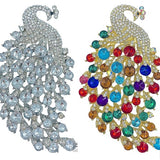 Rhinestone Peacock Brooch Pin - 2 Colors Available (2.25x4in)