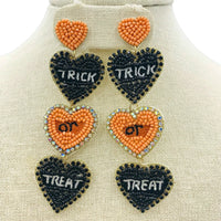 Trick or Treat Tiered Heart Candy Seed Bead Earrings - Halloween (1.1x3.9in)