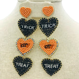 Trick or Treat Tiered Heart Candy Seed Bead Earrings - Halloween (1.1x3.9in)