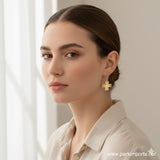 Gold Plated Hammered Cross Hoop Earrings (0.8x0.86in)