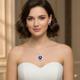 Heart of the Ocean Rhinestone Heart Necklace & Earring Set (18+3in)