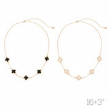 Gold Plated 12mm Clover Station Necklace (16+3in)