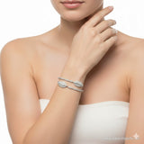 Crystal Dual Leaf Charm Memory Wire Bracelet