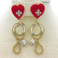 Stethoscope & Heart Seed Bead Earrings - Doctor, Nurse Beaded (1x3in)