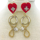 Stethoscope & Heart Seed Bead Earrings - Doctor, Nurse Beaded (1x3in)