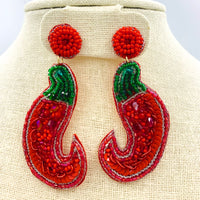 Chili Pepper Seed Bead Earrings