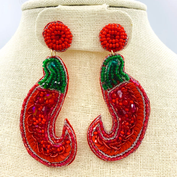Chili Pepper Seed Bead Earrings