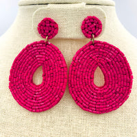 Circle Drop Seed Bead Earrings Style 1 - 3 Colors Available