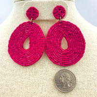Circle Drop Seed Bead Earrings Style 1 - 3 Colors Available