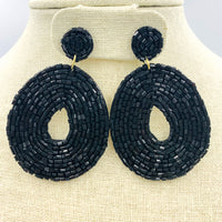 Circle Drop Seed Bead Earrings Style 1 - 3 Colors Available