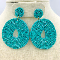 Circle Drop Seed Bead Earrings Style 1 - 3 Colors Available