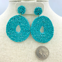 Circle Drop Seed Bead Earrings Style 1 - 3 Colors Available