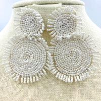 Seed Bead Fringe Circle Earrings, 5 Colors Available