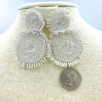 Seed Bead Fringe Circle Earrings, 5 Colors Available