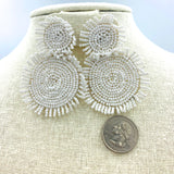 Seed Bead Fringe Circle Earrings, 5 Colors Available
