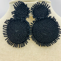 Seed Bead Fringe Circle Earrings, 5 Colors Available