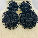 Seed Bead Fringe Circle Earrings, 5 Colors Available
