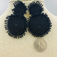 Seed Bead Fringe Circle Earrings, 5 Colors Available