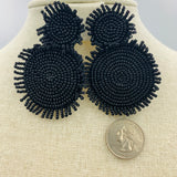 Seed Bead Fringe Circle Earrings, 5 Colors Available