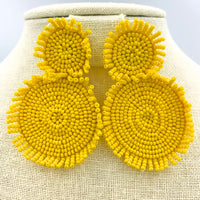 Seed Bead Fringe Circle Earrings, 5 Colors Available