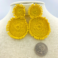 Seed Bead Fringe Circle Earrings, 5 Colors Available