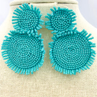 Seed Bead Fringe Circle Earrings, 5 Colors Available