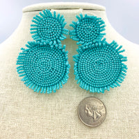 Seed Bead Fringe Circle Earrings, 5 Colors Available