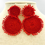 Seed Bead Fringe Circle Earrings, 5 Colors Available