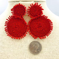 Seed Bead Fringe Circle Earrings, 5 Colors Available