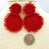 Seed Bead Fringe Circle Earrings, 5 Colors Available