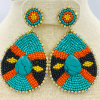 Bohemian Style Teardrop Seed Bead Earrings - Style 1 - Available in 2 Colors