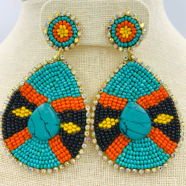 Bohemian Style Teardrop Seed Bead Earrings - Style 1 - Available in 2 Colors