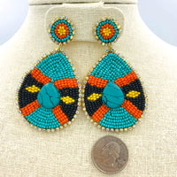 Bohemian Style Teardrop Seed Bead Earrings - Style 1 - Available in 2 Colors
