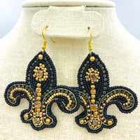 Fleur De Lis Seed Bead Earrings - Style 1