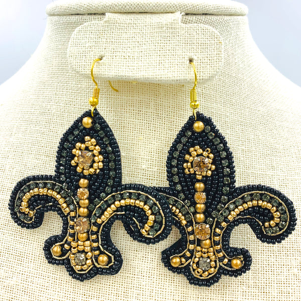 Fleur De Lis Seed Bead Earrings - Style 1