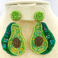 Avocado Seed Bead Earrings