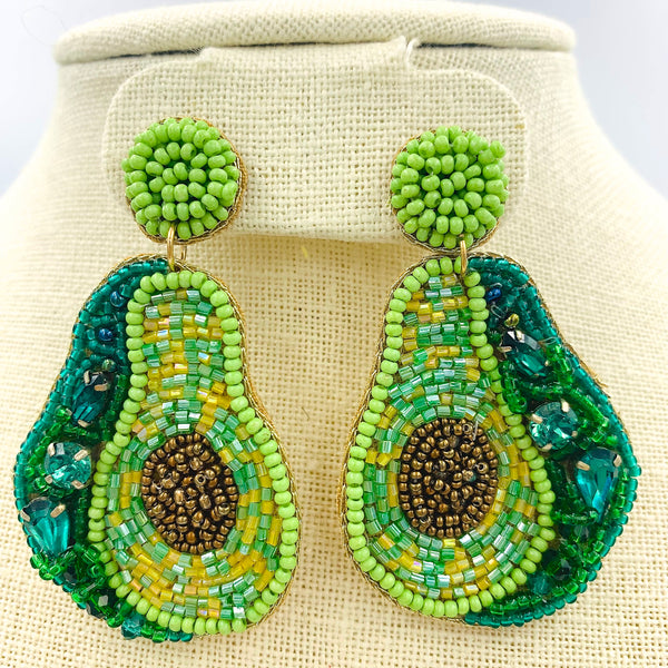 Avocado Seed Bead Earrings