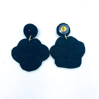 Paw Print Seed Bead Earrings, Purple & Yellow